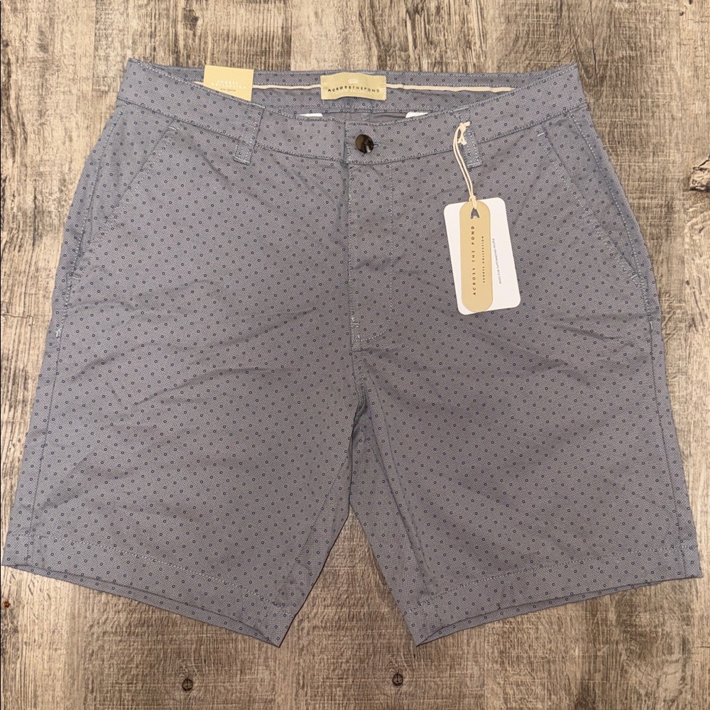 Men's Light Blue Microdot Flat-Front Shorts